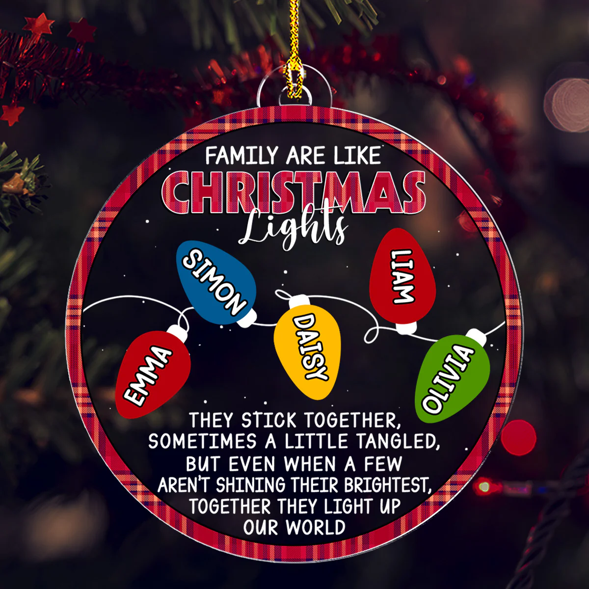 Family Lights - Personalized Custom Acrylic Ornament - Image 3