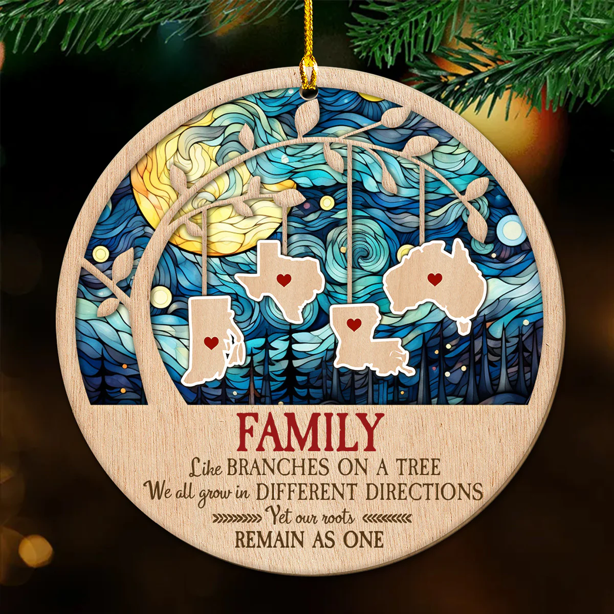 Family Like Branches On A Tree - Personalized Custom Wood Ornament - Image 2