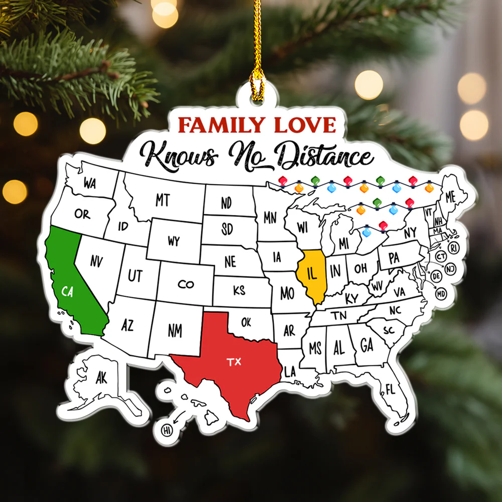 Family Love Across The Miles - Personalized Custom Acrylic Ornament
