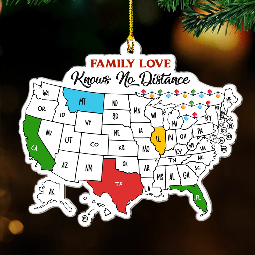 Family Love Across The Miles - Personalized Custom Acrylic Ornament - Image 3