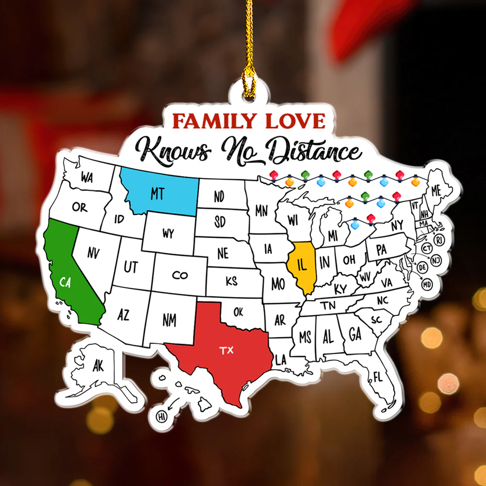 Family Love Across The Miles - Personalized Custom Acrylic Ornament - Image 4