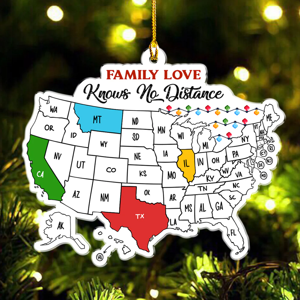 Family Love Across The Miles - Personalized Custom Acrylic Ornament - Image 5