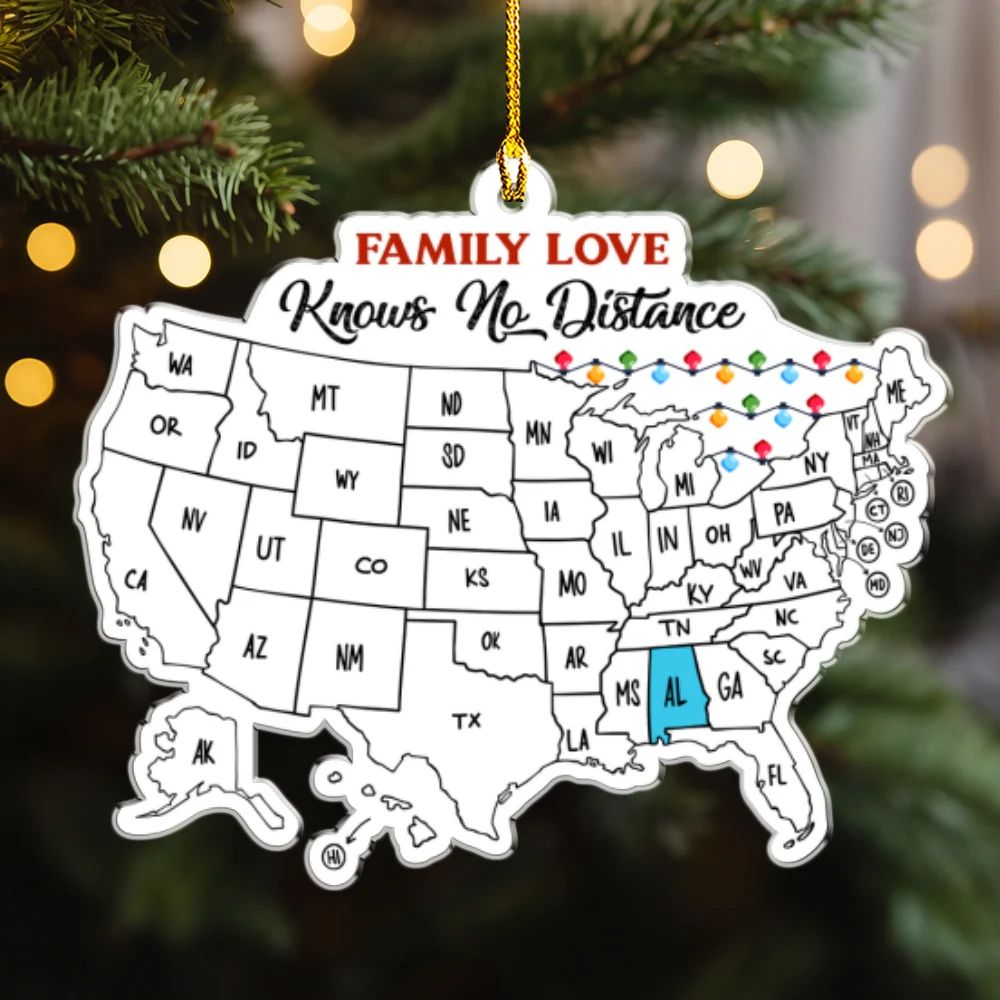 Family Love Across The Miles - Personalized Custom Acrylic Ornament - Image 7