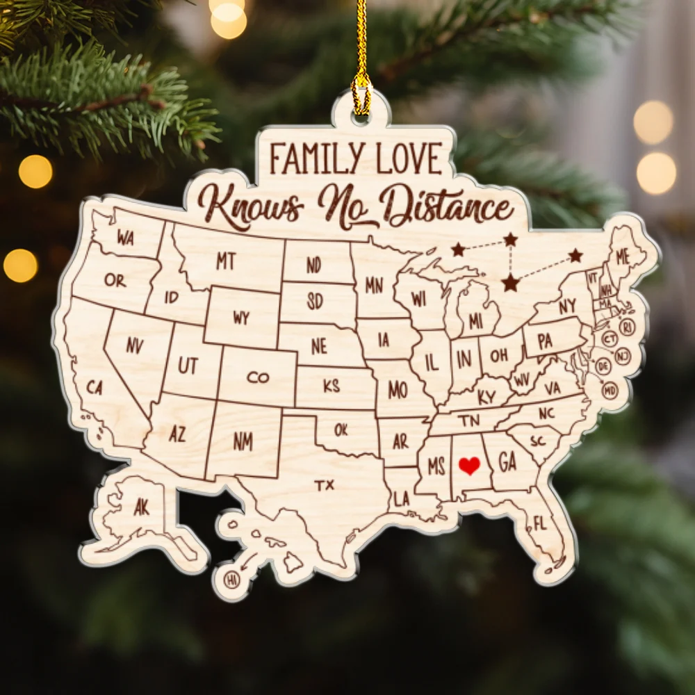 Family Love Across The Miles Version 2 - Personalized Custom Acrylic Ornament - Image 7