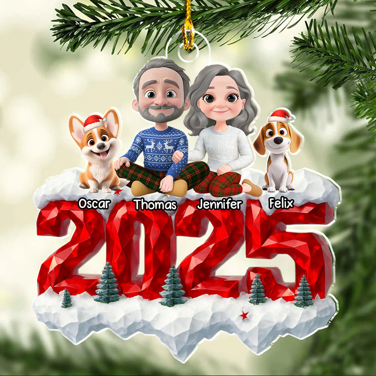 Family Love And Paws - Personalized Custom Acrylic Ornament - Image 2