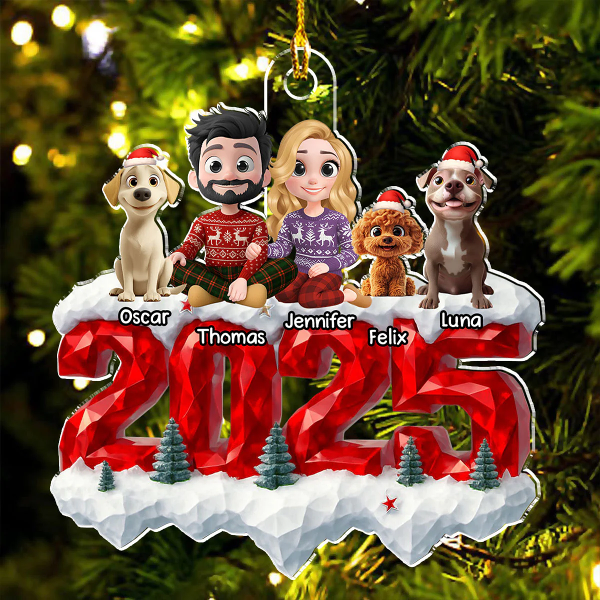 Family Love And Paws - Personalized Custom Acrylic Ornament - Image 3