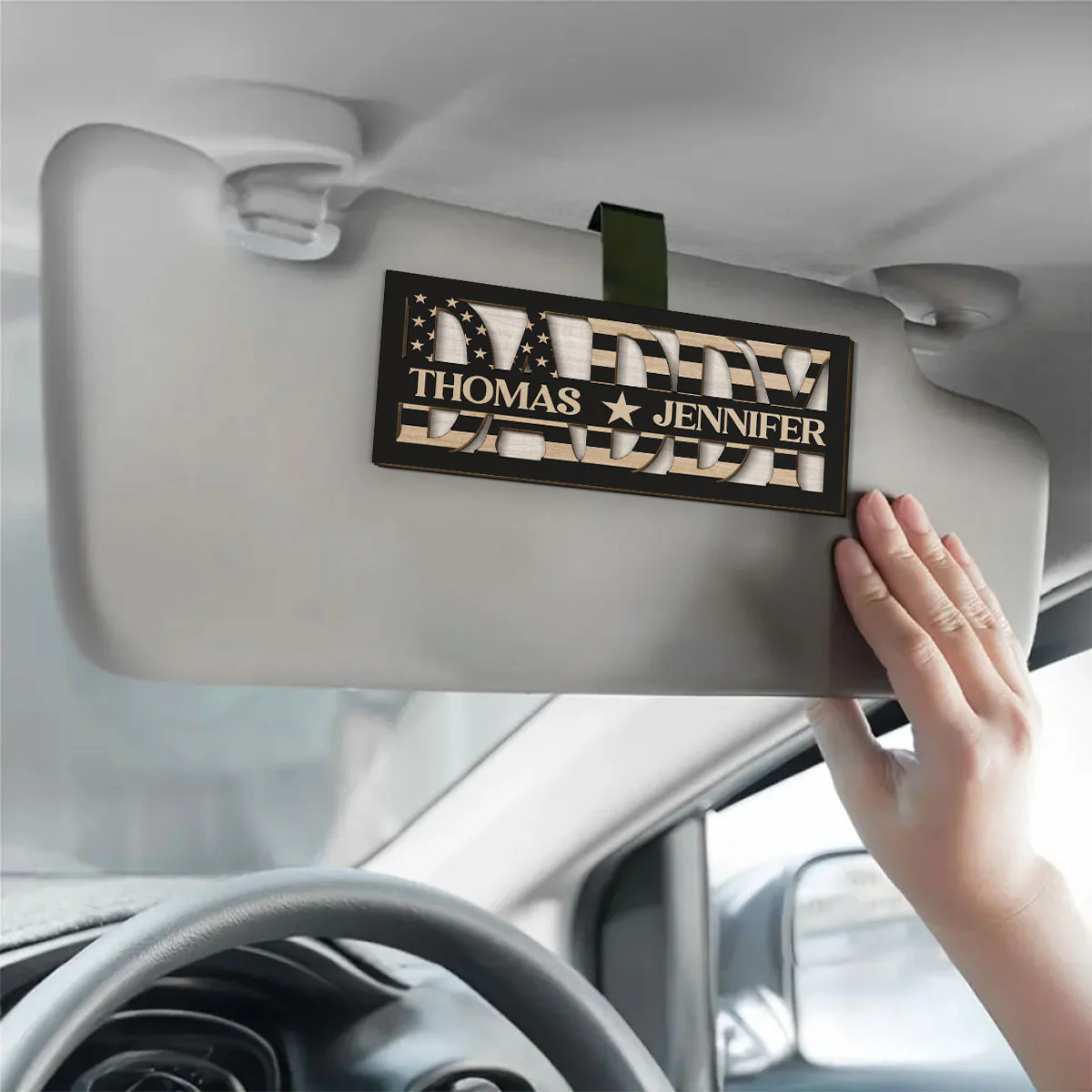 Family Love Dad - Personalized Custom Car Visor Clip - Image 3