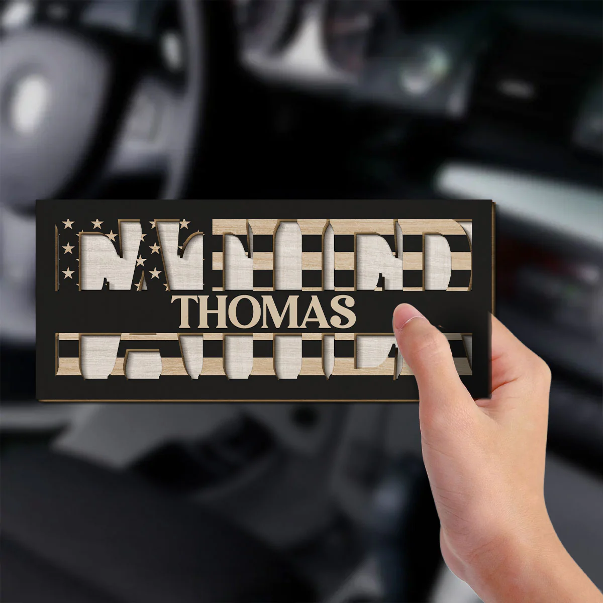 Family Love Dad - Personalized Custom Car Visor Clip - Image 4
