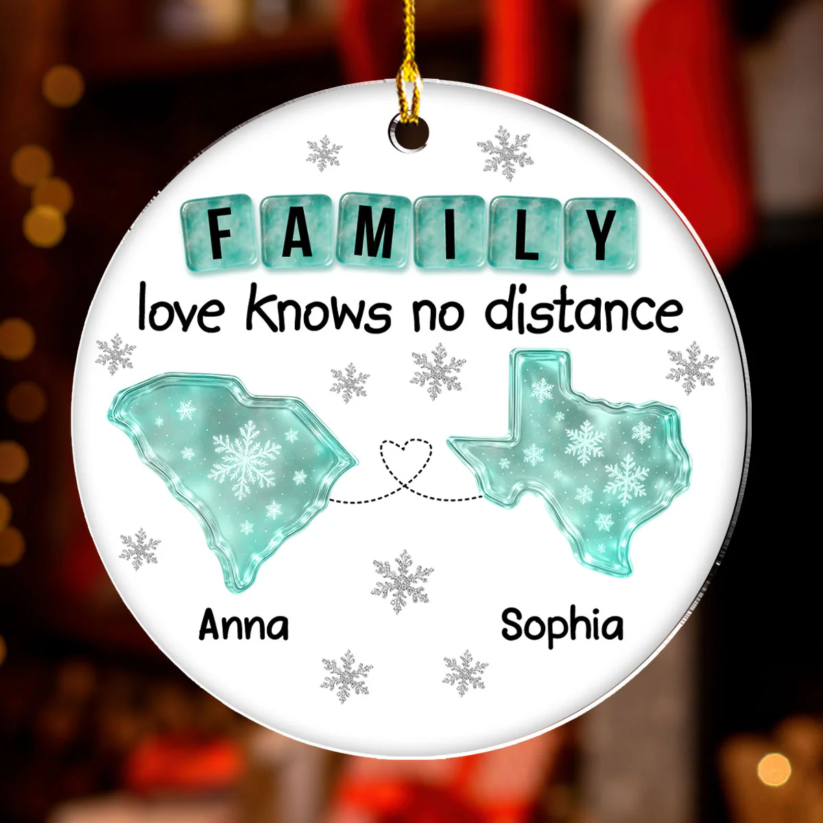 Family Love From Distance - Personalized Custom Acrylic Ornament - Image 2