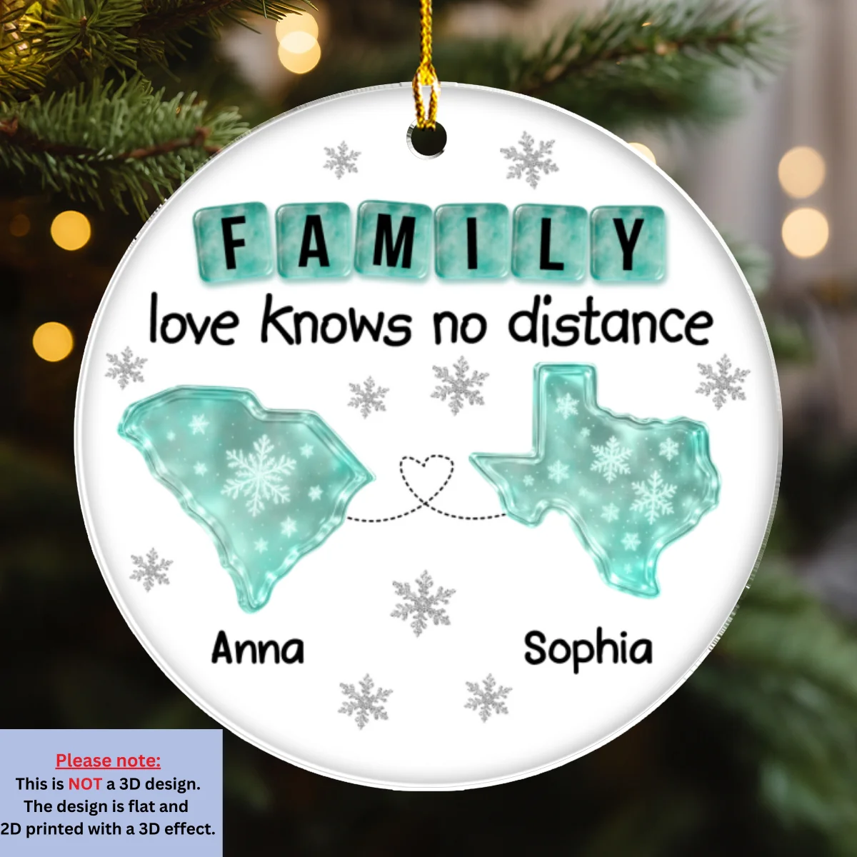 Family Love From Distance - Personalized Custom Acrylic Ornament - Image 6
