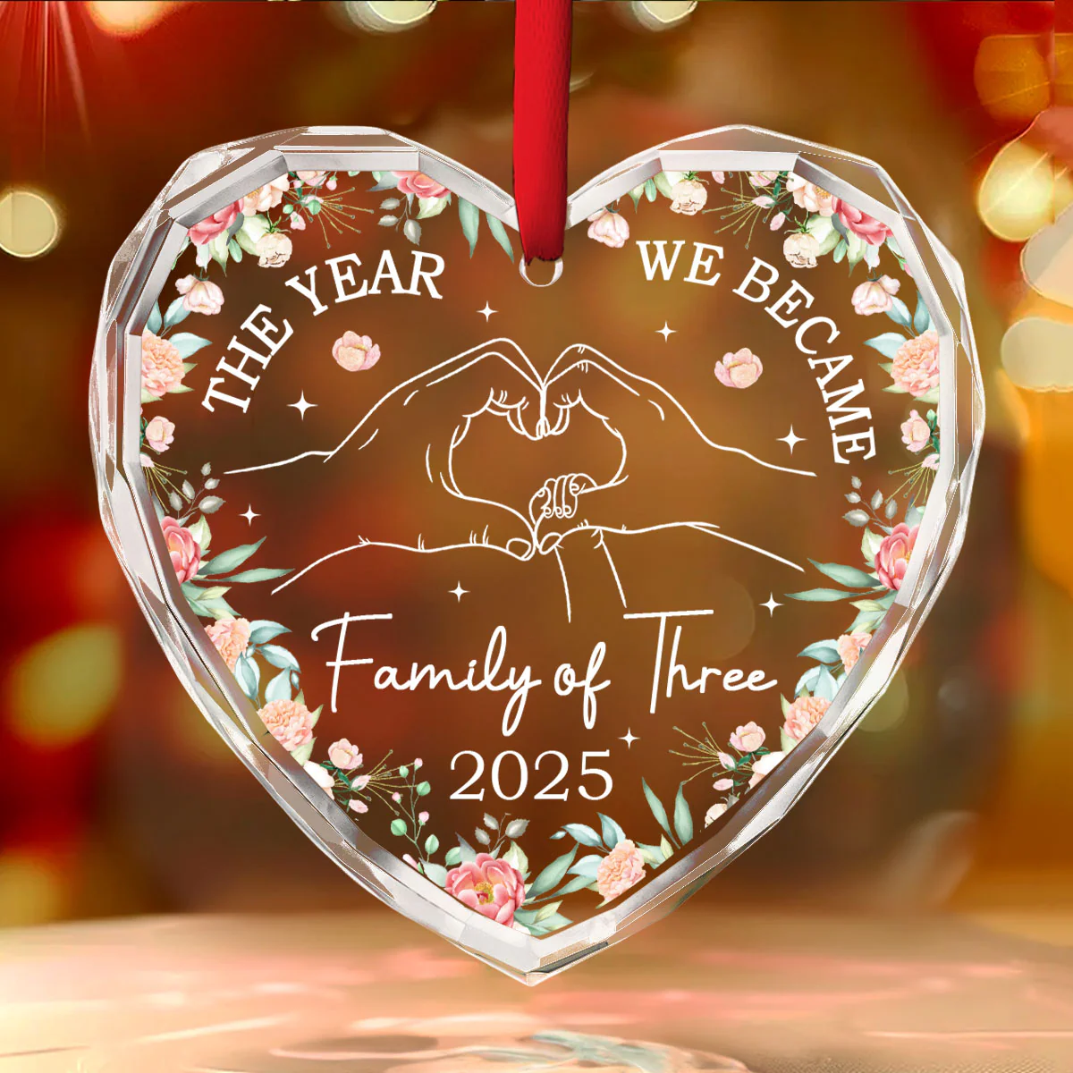 Family Love Grows Each Year - Personalized Custom Glass Ornament - Image 2