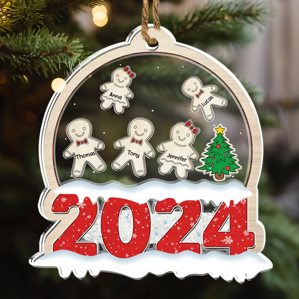 Family Love Grows Warmer At Christmas - Personalized Custom Acrylic Shaker Ornament - Image 4