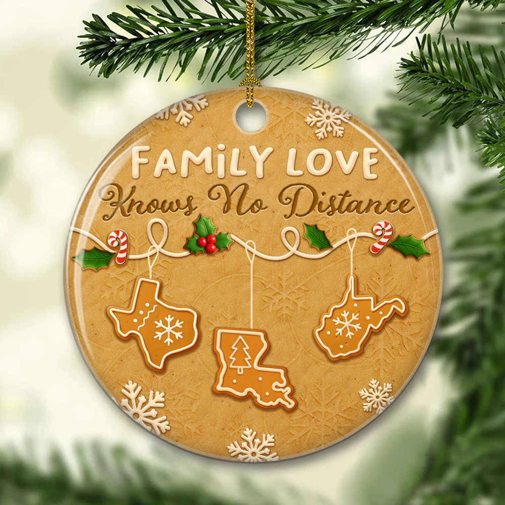 Family Love Know No Distance Cookies Style - Personalized Custom 3D Effect Ceramic Ornament - Image 5