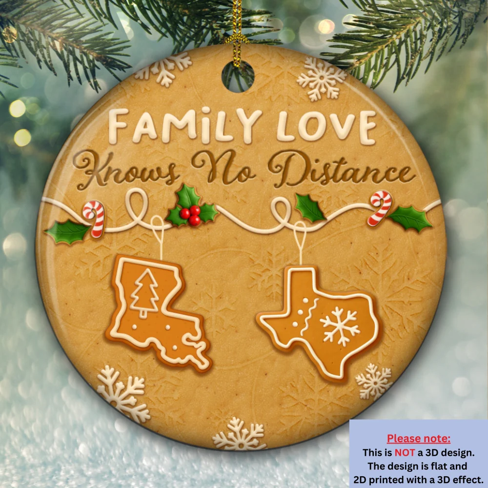 Family Love Know No Distance Cookies Style - Personalized Custom 3D Effect Ceramic Ornament - Image 6
