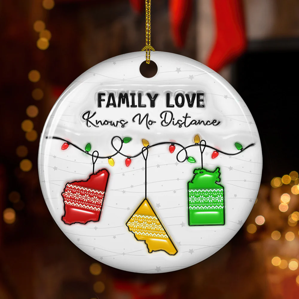 Family Love Knows No Distance Australia Version - Personalized Custom 3D Inflated Effect Ceramic Ornament - Image 5