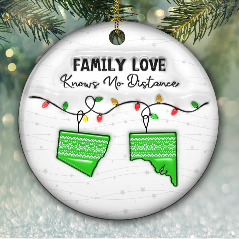 Family Love Knows No Distance Australia Version - Personalized Custom 3D Inflated Effect Ceramic Ornament - Image 6