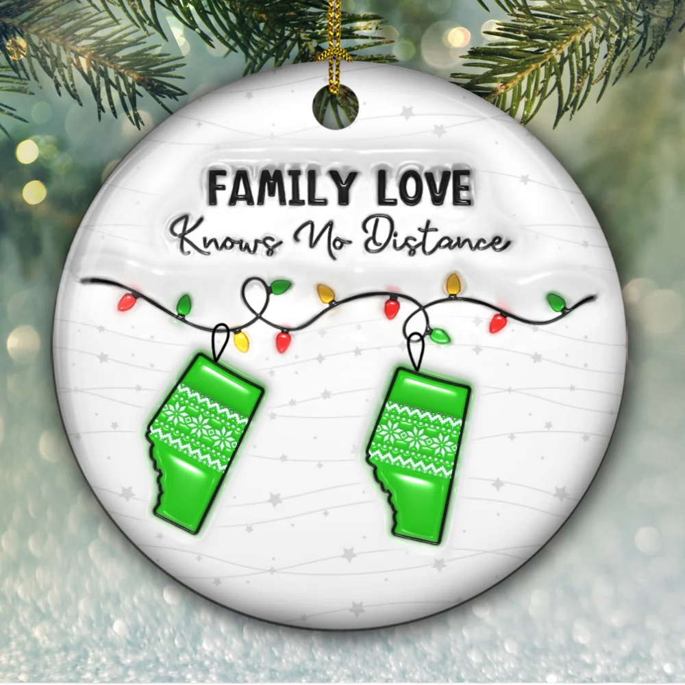 Family Love Knows No Distance Canada Version - Personalized Custom 3D Inflated Effect Ceramic Ornament - Image 5