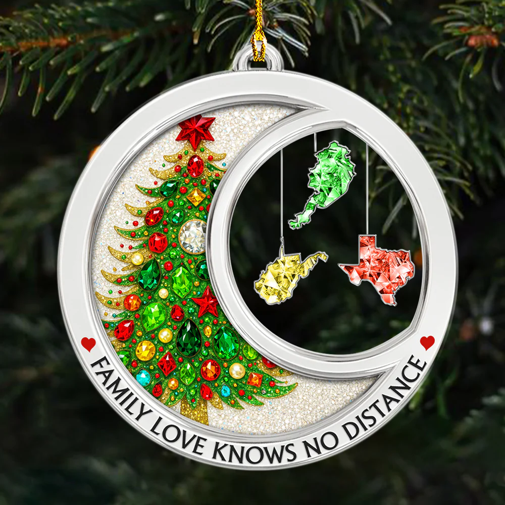 Family Love Knows No Distance Crystal Countries Version - Personalized Custom Acrylic Ornament - Image 5