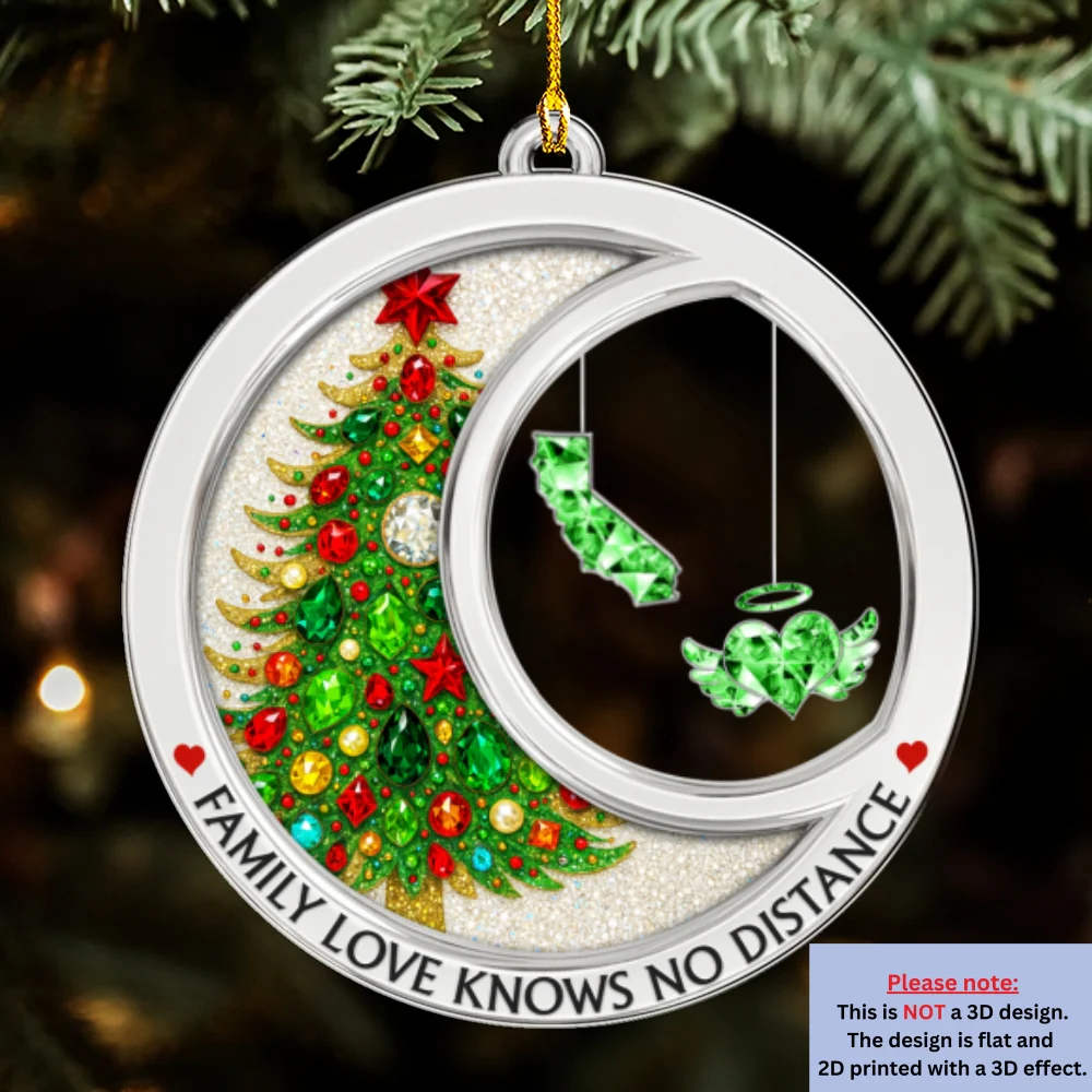 Family Love Knows No Distance Crystal Memorial - Personalized Custom Acrylic Ornament - Image 7