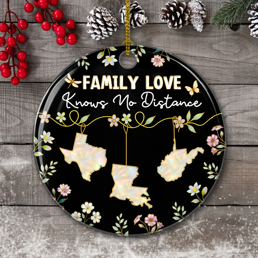 Family Love Knows No Distance Mother Of Pearl 2 - Personalized Custom Ceramic Ornament - Image 5