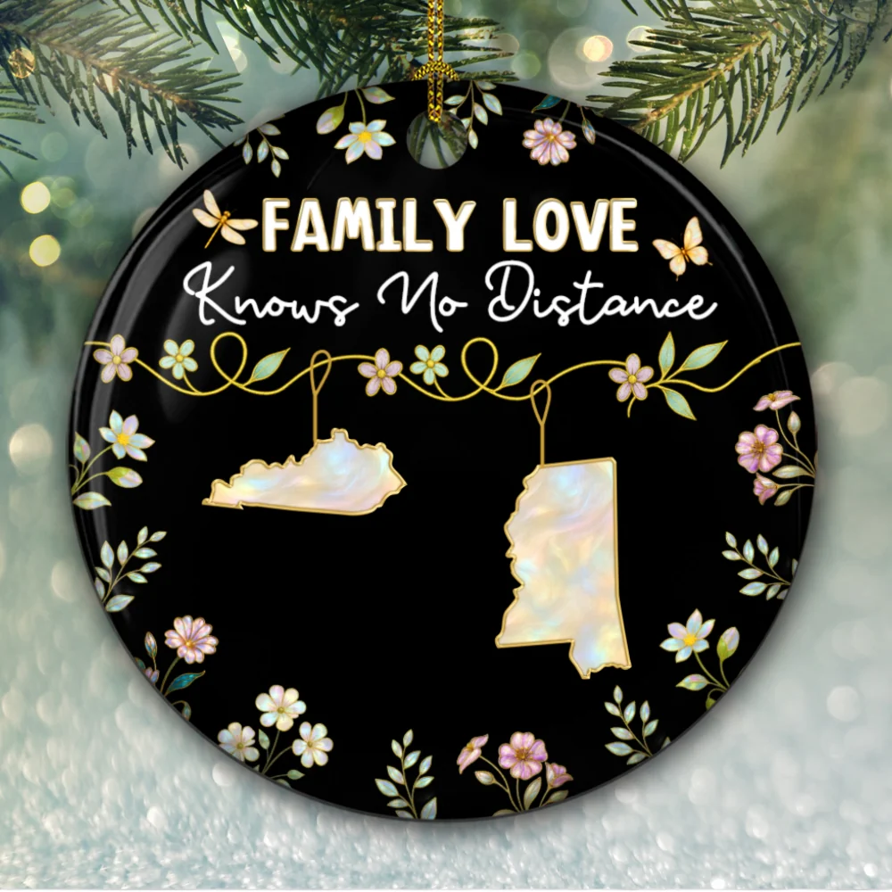 Family Love Knows No Distance Mother Of Pearl 2 - Personalized Custom Ceramic Ornament - Image 6
