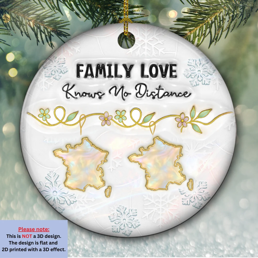 Family Love Knows No Distance Mother Of Pearl Countries - Personalized Custom 3D Inflated Effect Ceramic Ornament - Image 6