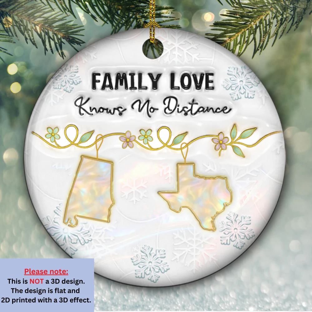 Family Love Knows No Distance Mother Of Pearl - Personalized Custom 3D Inflated Effect Ceramic Ornament - Image 6