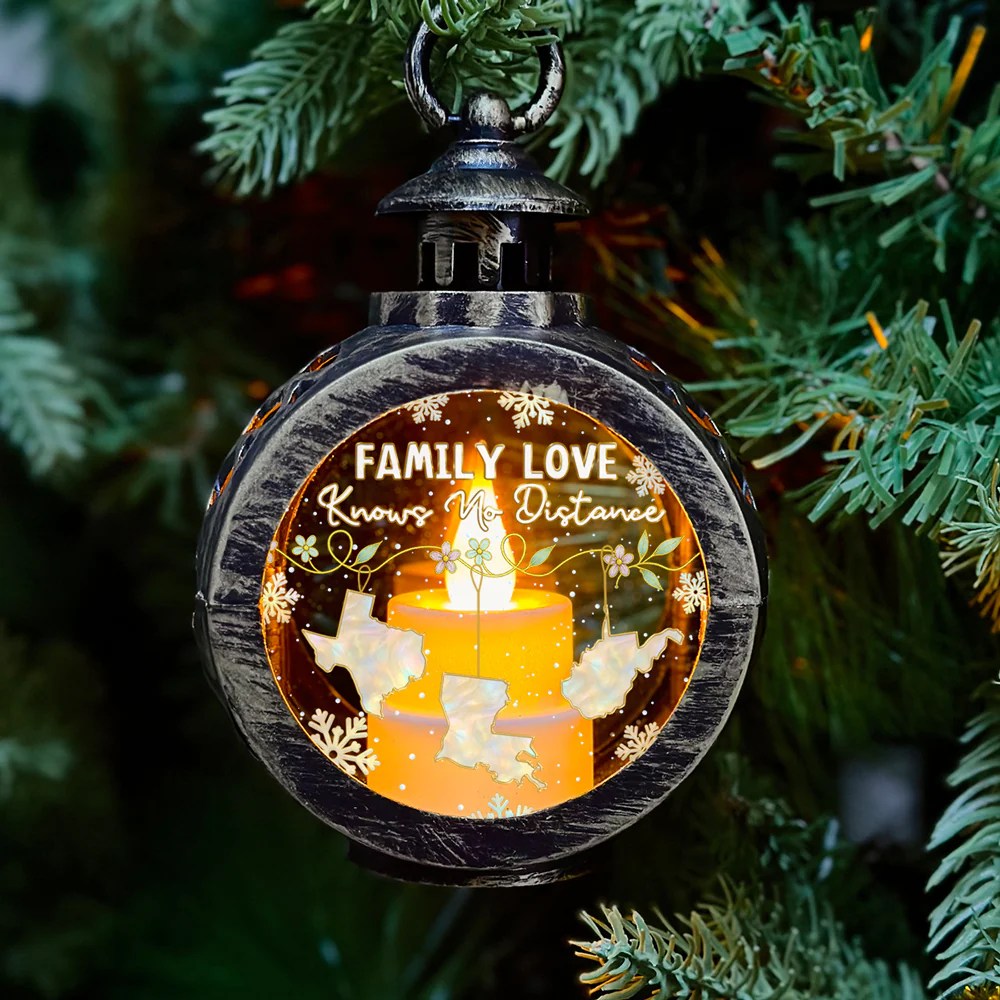 Family Love Knows No Distance Mother Of Pearl - Personalized Custom Christmas Lantern - Image 2