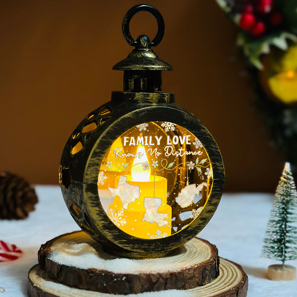 Family Love Knows No Distance Mother Of Pearl - Personalized Custom Christmas Lantern - Image 5