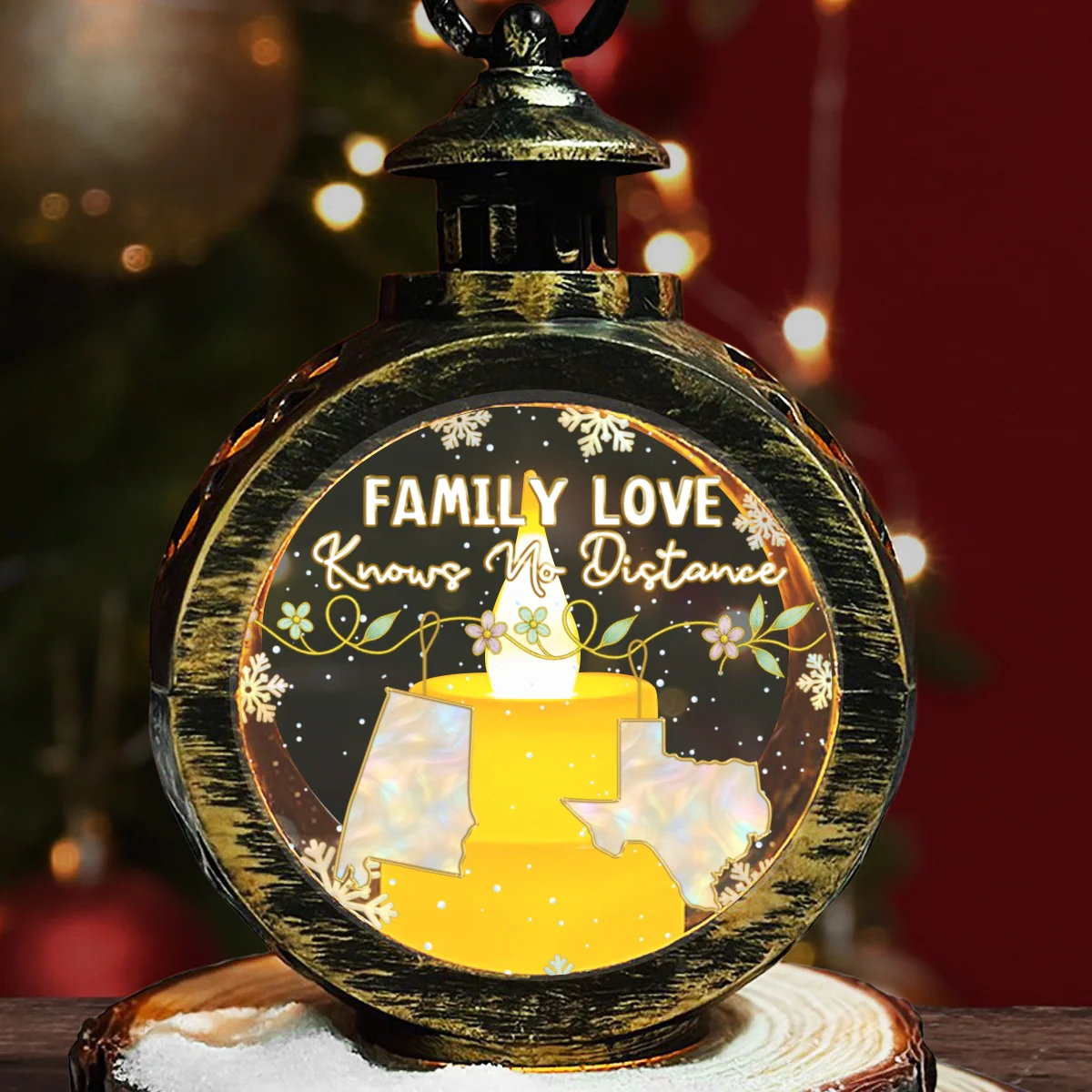 Family Love Knows No Distance Mother Of Pearl - Personalized Custom Christmas Lantern - Image 6