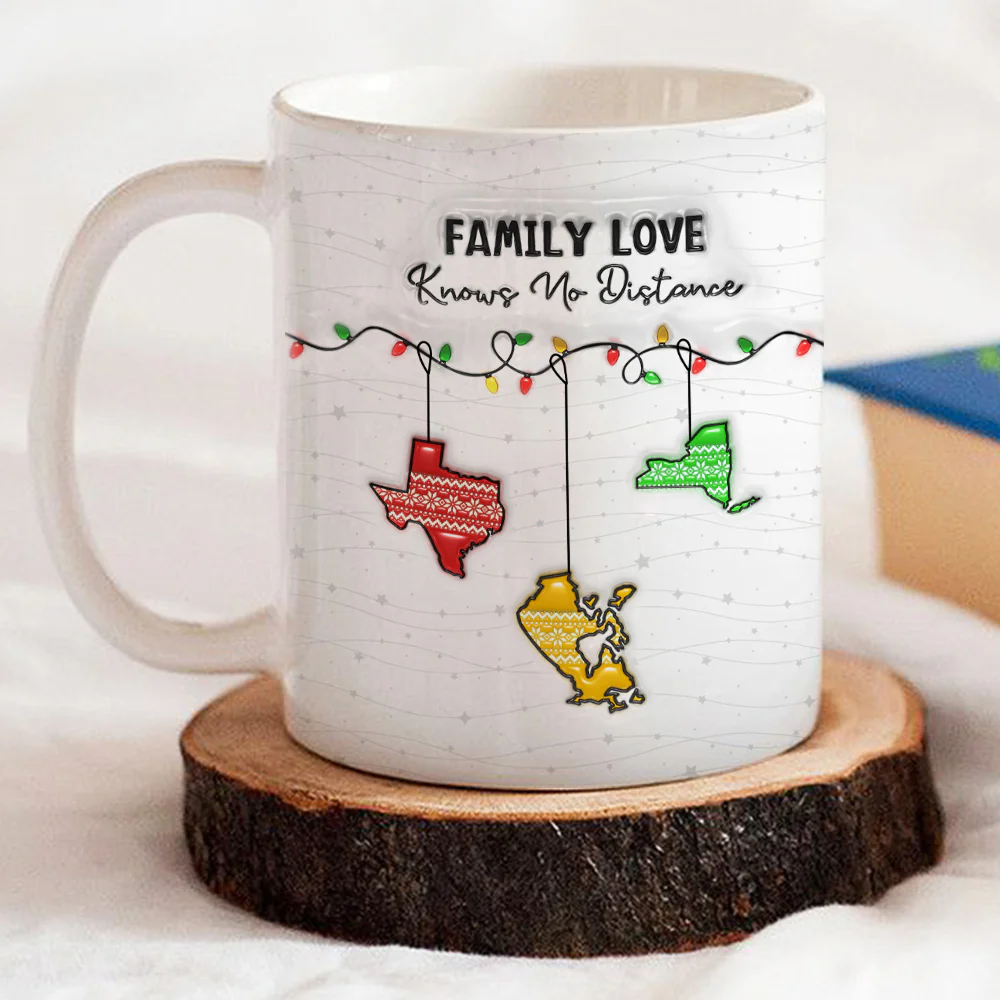 Family Love Knows No Distance - Personalized Custom 3D Inflated Effect Mug - Image 3