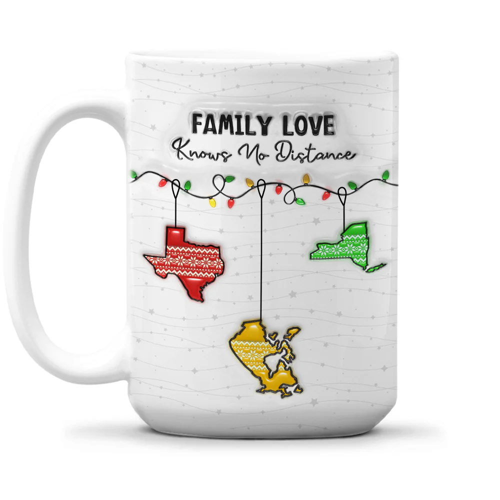 Family Love Knows No Distance - Personalized Custom 3D Inflated Effect Mug - Image 5