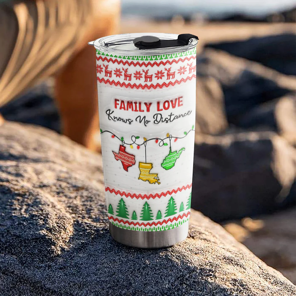 Family Love Knows No Distance - Personalized Custom 3D Inflated Effect Tumbler - Image 5