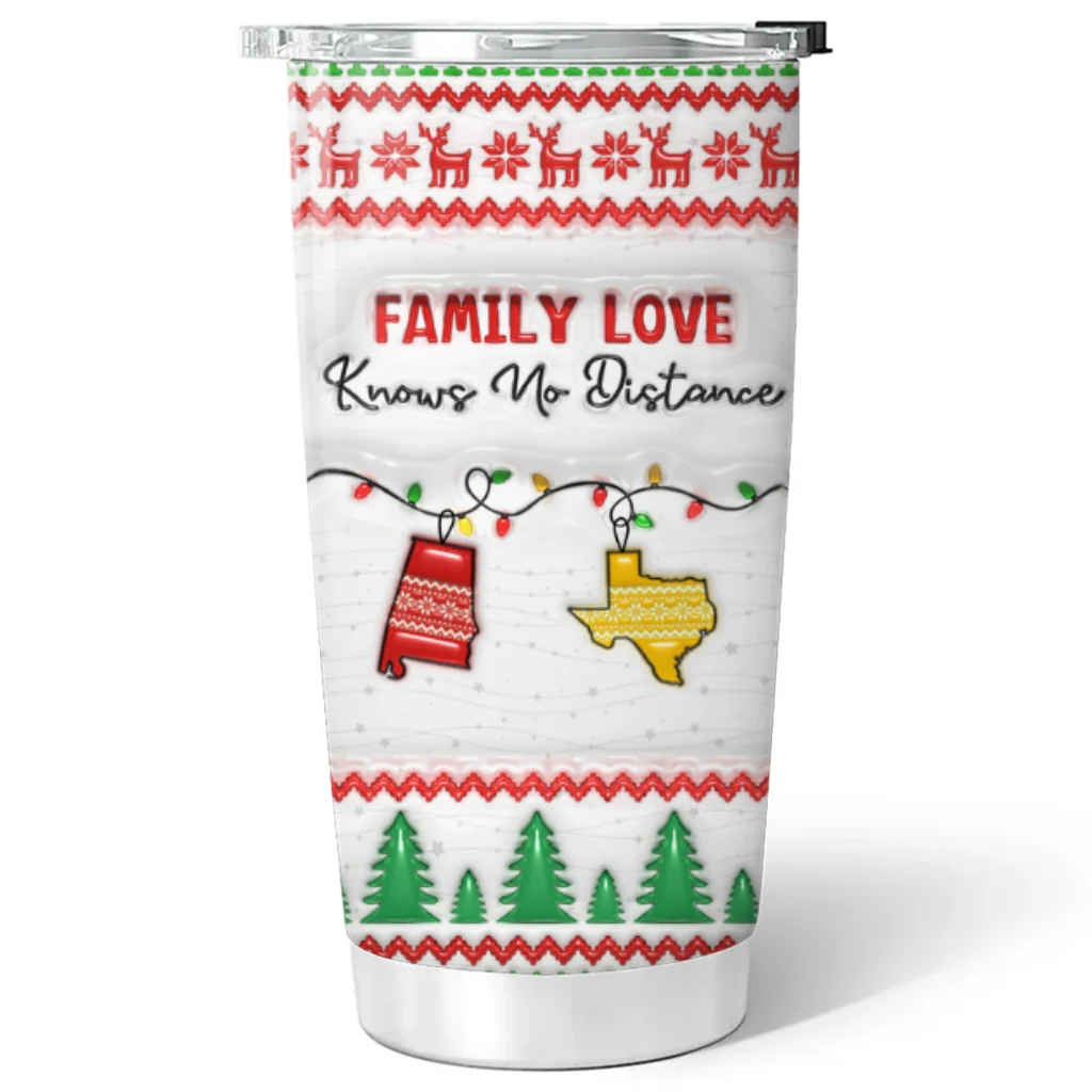 Family Love Knows No Distance - Personalized Custom 3D Inflated Effect Tumbler - Image 6