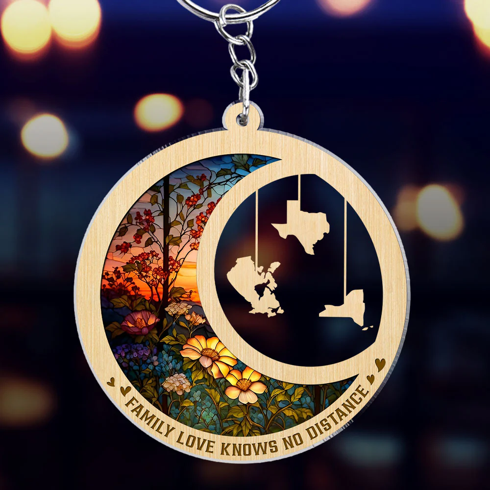 Family Love Knows No Distance - Personalized Custom Acrylic Keychain