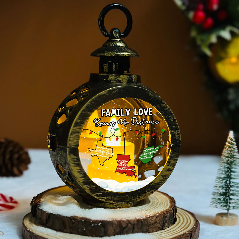 Family Love Knows No Distance - Personalized Custom Christmas Lantern - Image 5