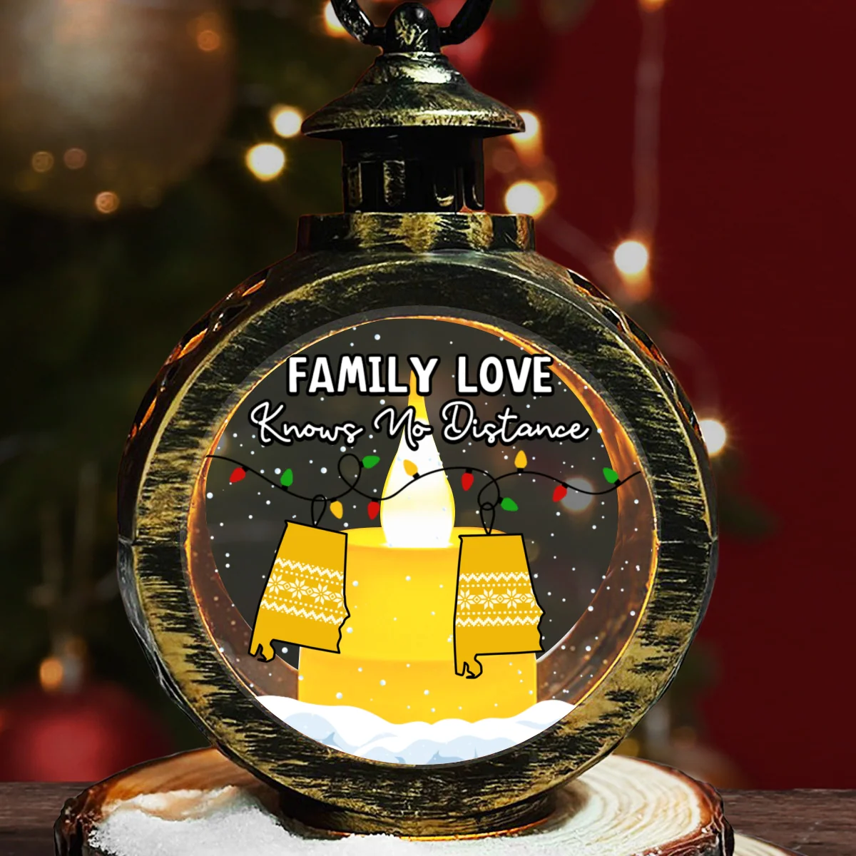 Family Love Knows No Distance - Personalized Custom Christmas Lantern - Image 6