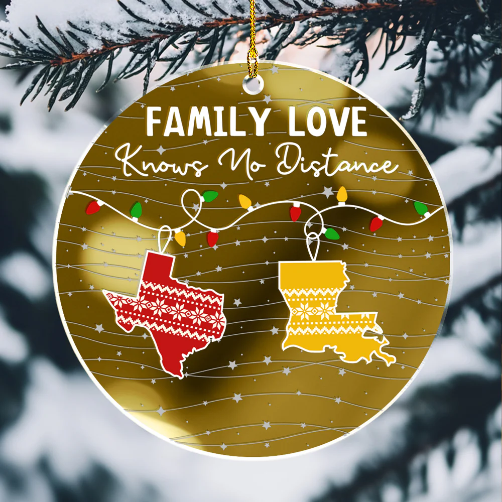 Family Love Knows No Distance - Personalized Custom Mirrored Acrylic Ornament - Image 5