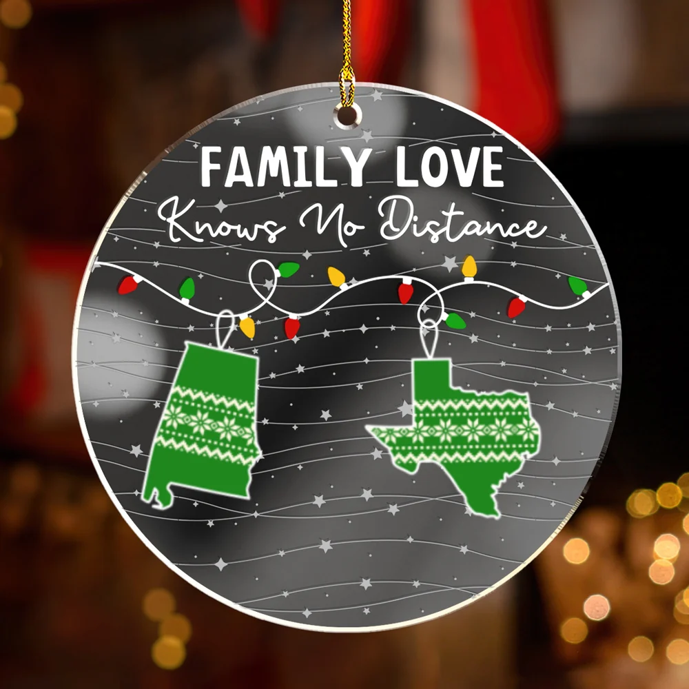 Family Love Knows No Distance - Personalized Custom Mirrored Acrylic Ornament - Image 7