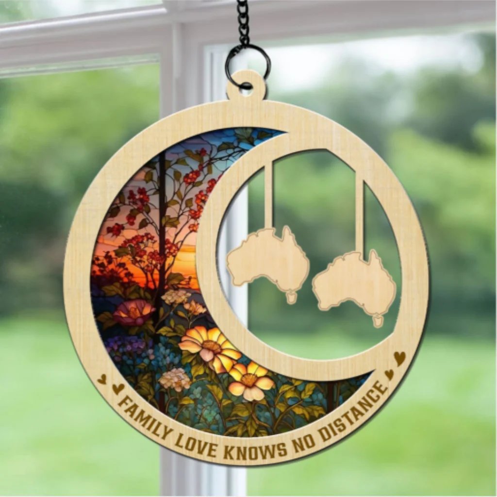 Family Love Knows No Distance - Personalized Custom Suncatcher - Image 5