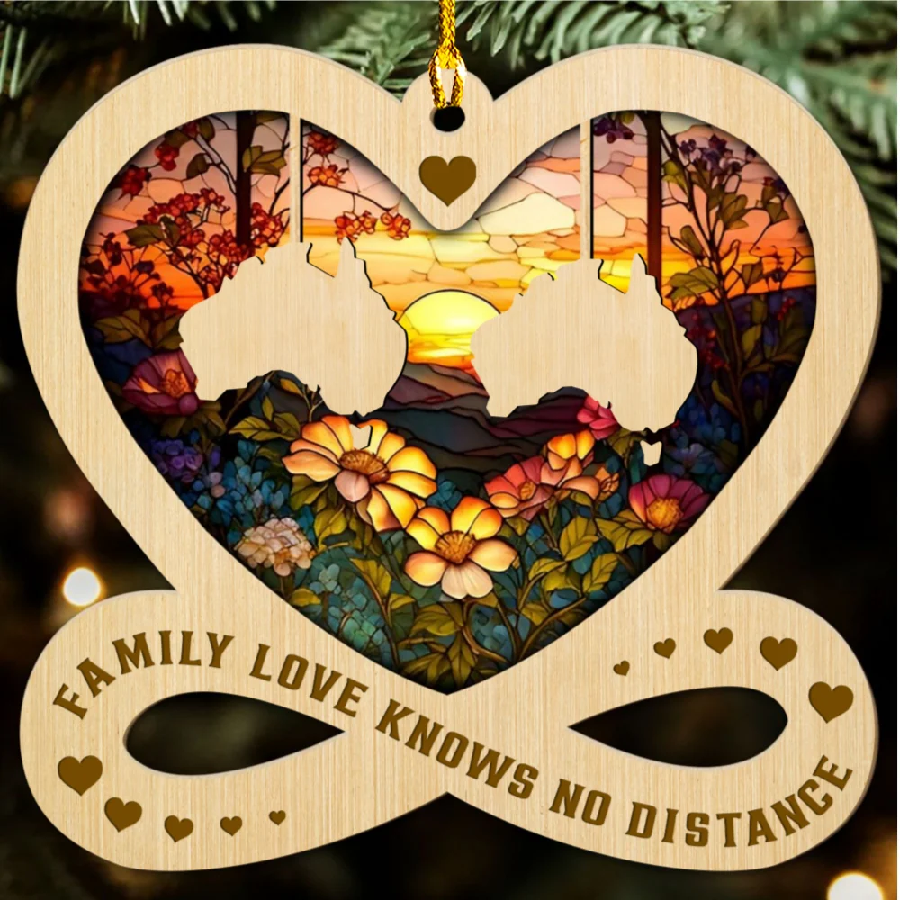 Family Love Knows No Distance - Personalized Custom Wood Ornament - Image 6