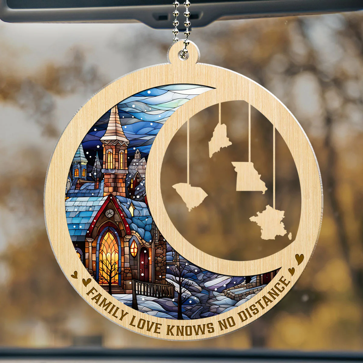 Family Love Knows No Distance Ver 2 - Personalized Custom Car Ornament - Image 2