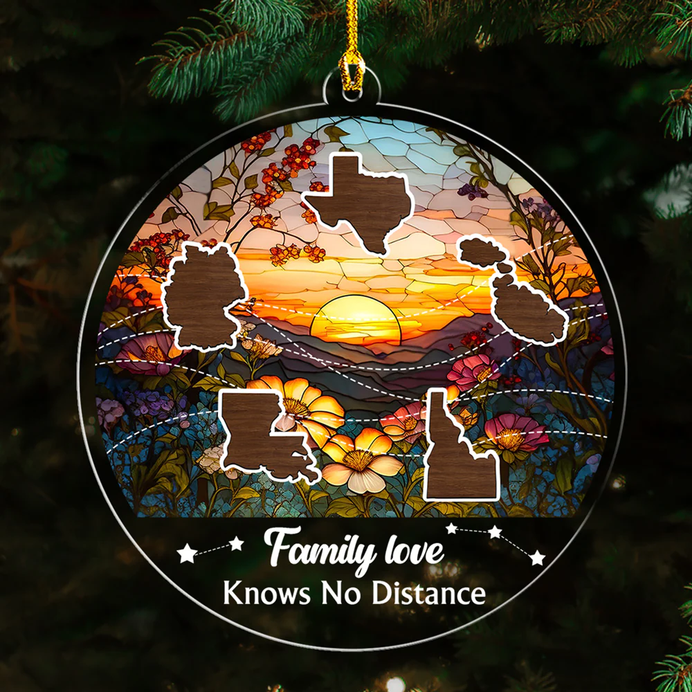 Family Love Knows No Distance Version 3- Personalized Custom Acrylic Ornament - Image 4