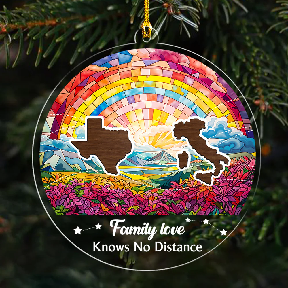 Family Love Knows No Distance Version 3- Personalized Custom Acrylic Ornament - Image 6