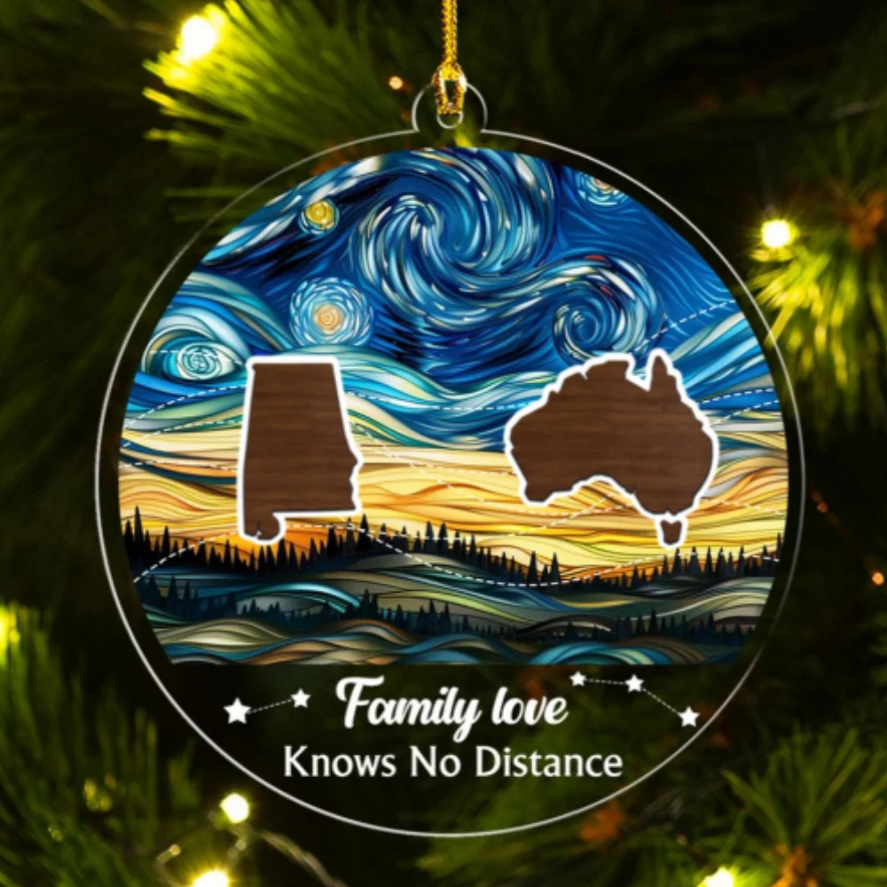 Family Love Knows No Distance Version 3- Personalized Custom Acrylic Ornament - Image 7