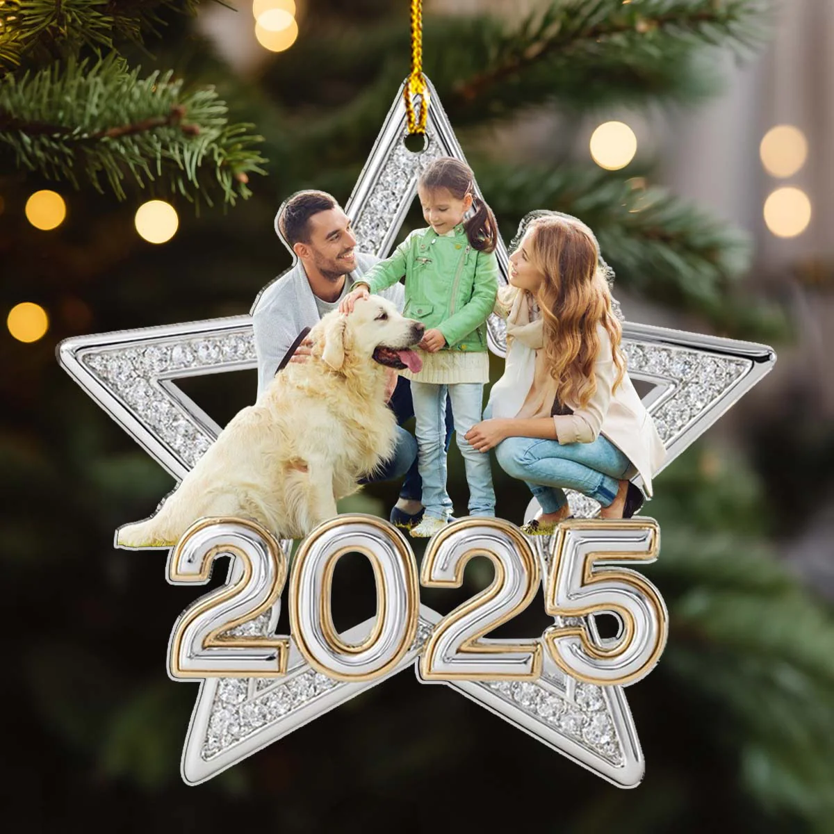 Family Makes Christmas Truly Bright Custom Photo - Personalized Custom 3D Effect Acrylic Ornament - Image 4