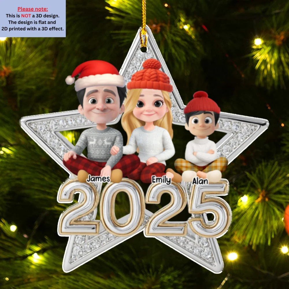 Family Makes Christmas Truly Bright With Fur Babies - Personalized Custom 3D Effect Acrylic Ornament - Image 7