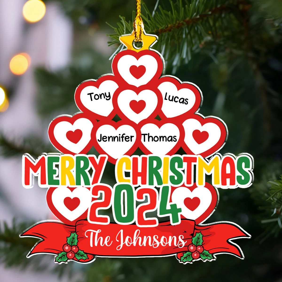 Family Makes The Season Merry And Bright - Personalized Custom Acrylic Ornament - Image 3