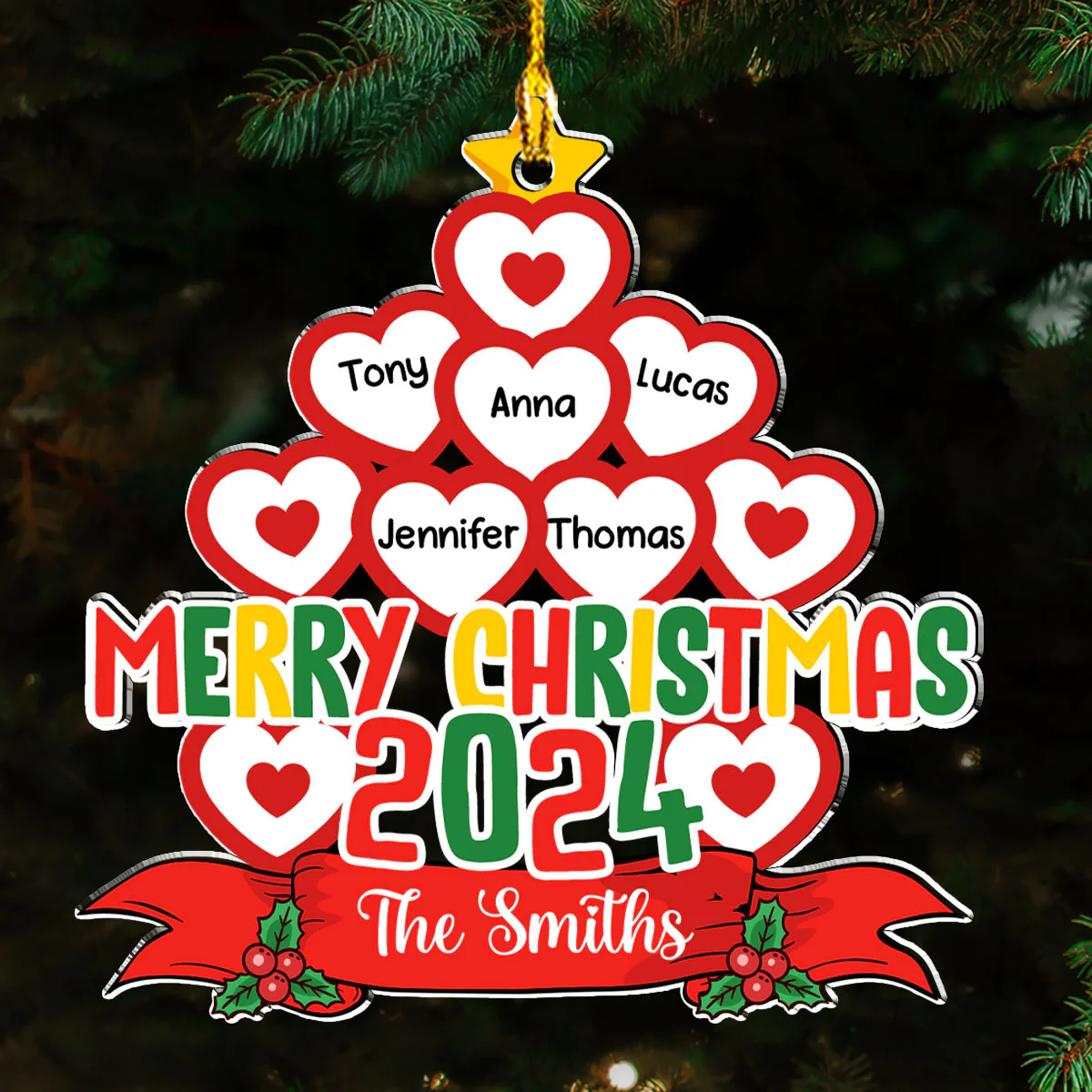 Family Makes The Season Merry And Bright - Personalized Custom Acrylic Ornament - Image 4