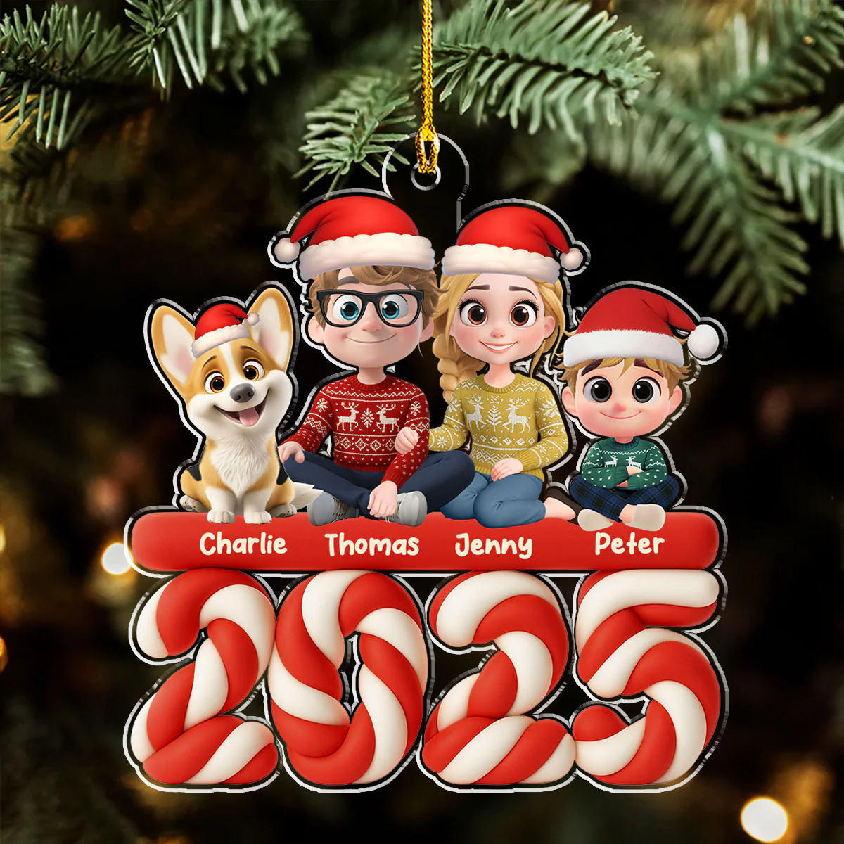 Family Marshamallow - Personalized Custom Acrylic Ornament - Image 5